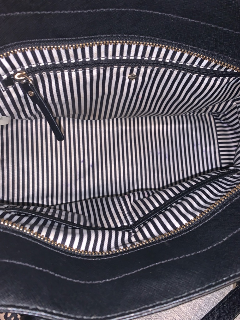 kate spade Cameron Street Candace Black Leather Satchel crossbody Leopard Charm - Picture 5 of 14